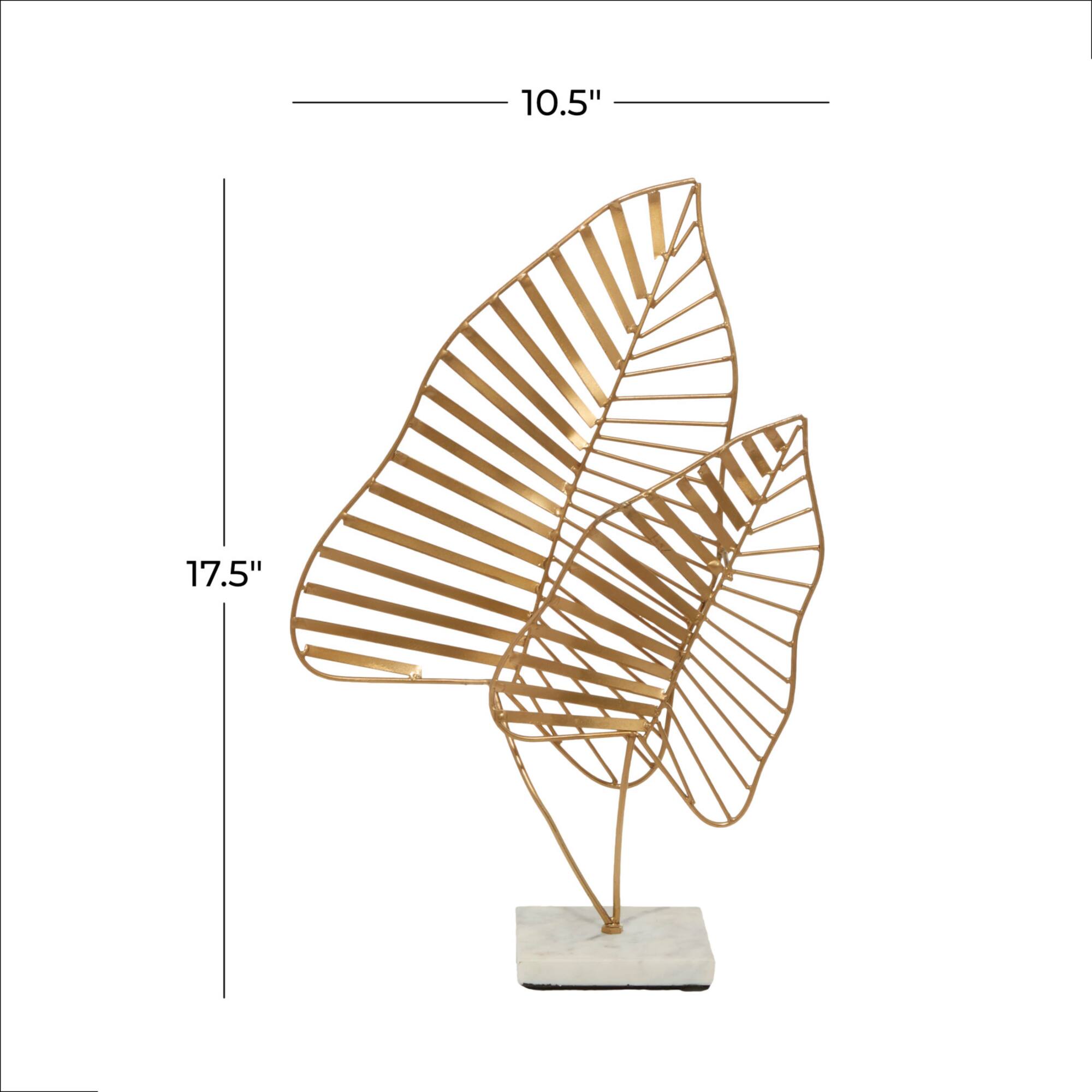 17" Gold Metal Glam Nature Sculpture